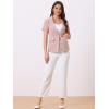 imageAllegra K Womens 1 Button Blazer Jacket Office Business Short Sleeve BlazerPink