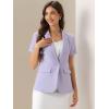 imageAllegra K Womens 1 Button Blazer Jacket Office Business Short Sleeve BlazerPurple