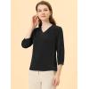 imageAllegra K Womens Blouse Fall 2025 Dressy Casual Office 34 Sleeve V Neck Satin ShirtBlack