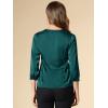 imageAllegra K Womens Blouse Fall 2025 Dressy Casual Office 34 Sleeve V Neck Satin ShirtBlue Green