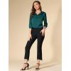 imageAllegra K Womens Blouse Fall 2025 Dressy Casual Office 34 Sleeve V Neck Satin ShirtBlue Green