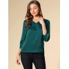 imageAllegra K Womens Blouse Fall 2025 Dressy Casual Office 34 Sleeve V Neck Satin ShirtBlue Green