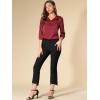 imageAllegra K Womens Blouse Fall 2025 Dressy Casual Office 34 Sleeve V Neck Satin ShirtBurgundy