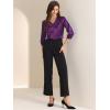 imageAllegra K Womens Blouse Fall 2025 Dressy Casual Office 34 Sleeve V Neck Satin ShirtDark Purple