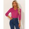 imageAllegra K Womens Blouse Fall 2025 Dressy Casual Office 34 Sleeve V Neck Satin ShirtFushcia