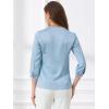 imageAllegra K Womens Blouse Fall 2025 Dressy Casual Office 34 Sleeve V Neck Satin ShirtLight Blue