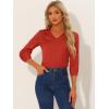 imageAllegra K Womens Blouse Fall 2025 Dressy Casual Office 34 Sleeve V Neck Satin ShirtRed