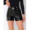 imageAllegra K Womens Casual High Waisted Shorts Retro Button Decor Stretchy Faux Leather Shorts