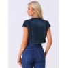imageAllegra K Womens Denim Jacket Short Sleeve Jean Jacket Slim Fit Summer Outfits Casual Cropped JacketBlack Blue