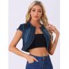 imageAllegra K Womens Denim Jacket Short Sleeve Jean Jacket Slim Fit Summer Outfits Casual Cropped JacketBlack Blue