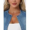 imageAllegra K Womens Denim Jacket Short Sleeve Jean Jacket Slim Fit Summer Outfits Casual Cropped JacketBlue