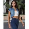 imageAllegra K Womens Denim Jacket Short Sleeve Jean Jacket Slim Fit Summer Outfits Casual Cropped JacketBlue