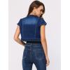 imageAllegra K Womens Denim Jacket Short Sleeve Jean Jacket Slim Fit Summer Outfits Casual Cropped JacketDrak Blue