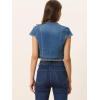 imageAllegra K Womens Denim Jacket Short Sleeve Jean Jacket Slim Fit Summer Outfits Casual Cropped JacketMedium Blue
