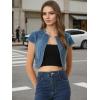 imageAllegra K Womens Denim Jacket Short Sleeve Jean Jacket Slim Fit Summer Outfits Casual Cropped JacketMedium Blue