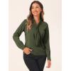 imageAllegra K Womens Dressy Long Sleeve Blouses Chiffon Pleated Tie Neck Office Top ShirtArmy Green