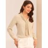 imageAllegra K Womens Dressy Long Sleeve Blouses Chiffon Pleated Tie Neck Office Top ShirtBeige