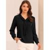 imageAllegra K Womens Dressy Long Sleeve Blouses Chiffon Pleated Tie Neck Office Top ShirtBlack