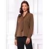 imageAllegra K Womens Dressy Long Sleeve Blouses Chiffon Pleated Tie Neck Office Top ShirtCoffee