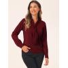 imageAllegra K Womens Dressy Long Sleeve Blouses Chiffon Pleated Tie Neck Office Top ShirtDark Red
