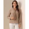 imageAllegra K Womens Dressy Long Sleeve Blouses Chiffon Pleated Tie Neck Office Top ShirtKhaki