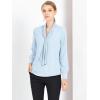imageAllegra K Womens Dressy Long Sleeve Blouses Chiffon Pleated Tie Neck Office Top ShirtLight Blue
