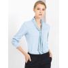 imageAllegra K Womens Dressy Long Sleeve Blouses Chiffon Pleated Tie Neck Office Top ShirtLight Blue