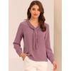 imageAllegra K Womens Dressy Long Sleeve Blouses Chiffon Pleated Tie Neck Office Top ShirtMauve