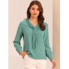 imageAllegra K Womens Dressy Long Sleeve Blouses Chiffon Pleated Tie Neck Office Top ShirtMint Blue