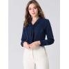 imageAllegra K Womens Dressy Long Sleeve Blouses Chiffon Pleated Tie Neck Office Top ShirtNavy Blue