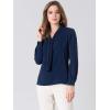 imageAllegra K Womens Dressy Long Sleeve Blouses Chiffon Pleated Tie Neck Office Top ShirtNavy Blue