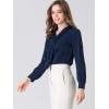 imageAllegra K Womens Dressy Long Sleeve Blouses Chiffon Pleated Tie Neck Office Top ShirtNavy Blue