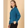 imageAllegra K Womens Dressy Long Sleeve Blouses Chiffon Pleated Tie Neck Office Top ShirtPeacock Blue