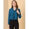 imageAllegra K Womens Dressy Long Sleeve Blouses Chiffon Pleated Tie Neck Office Top ShirtPeacock Blue