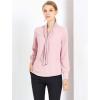 imageAllegra K Womens Dressy Long Sleeve Blouses Chiffon Pleated Tie Neck Office Top ShirtPink
