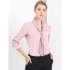 imageAllegra K Womens Dressy Long Sleeve Blouses Chiffon Pleated Tie Neck Office Top ShirtPink