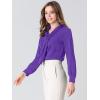 imageAllegra K Womens Dressy Long Sleeve Blouses Chiffon Pleated Tie Neck Office Top ShirtPurple