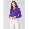 imageAllegra K Womens Dressy Long Sleeve Blouses Chiffon Pleated Tie Neck Office Top ShirtPurple