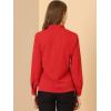 imageAllegra K Womens Dressy Long Sleeve Blouses Chiffon Pleated Tie Neck Office Top ShirtRed