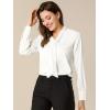 imageAllegra K Womens Dressy Long Sleeve Blouses Chiffon Pleated Tie Neck Office Top ShirtWhite