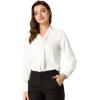 imageAllegra K Womens Dressy Long Sleeve Blouses Chiffon Pleated Tie Neck Office Top ShirtWhite