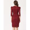 imageAllegra K Womens Elegant Lace Dress 34 Sleeve Business Wedding Guest Cocktail Bodycon DressBurgundy