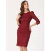 imageAllegra K Womens Elegant Lace Dress 34 Sleeve Business Wedding Guest Cocktail Bodycon DressBurgundy