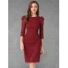 imageAllegra K Womens Elegant Lace Dress 34 Sleeve Business Wedding Guest Cocktail Bodycon DressBurgundy