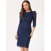 imageAllegra K Womens Elegant Lace Dress 34 Sleeve Business Wedding Guest Cocktail Bodycon DressDark Blue