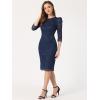 imageAllegra K Womens Elegant Lace Dress 34 Sleeve Business Wedding Guest Cocktail Bodycon DressDark Blue