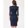 imageAllegra K Womens Elegant Lace Dress 34 Sleeve Business Wedding Guest Cocktail Bodycon DressDark Blue