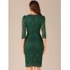 imageAllegra K Womens Elegant Lace Dress 34 Sleeve Business Wedding Guest Cocktail Bodycon DressDark Green