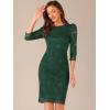 imageAllegra K Womens Elegant Lace Dress 34 Sleeve Business Wedding Guest Cocktail Bodycon DressDark Green