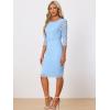 imageAllegra K Womens Elegant Lace Dress 34 Sleeve Business Wedding Guest Cocktail Bodycon DressLight Blue
